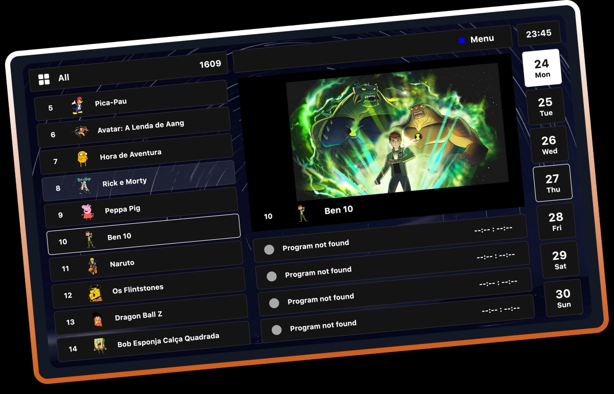 HD Media Player channel guide